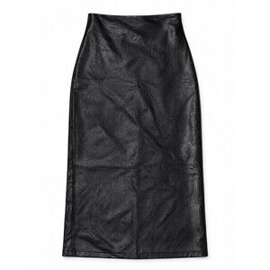 Commando Faux Leather Midi Pencil Skirt Black Size M High Rise Back Slit